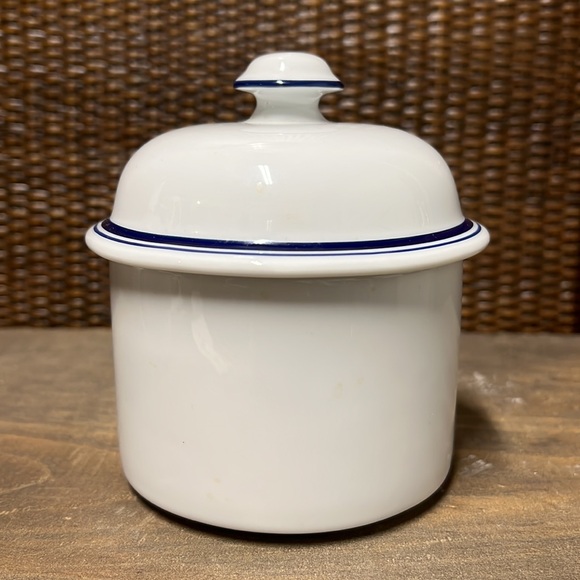 Dansk Bistro Christianshavn Blue - Vintage Cream & Sugar Jar Lid Set NWOT - Picture 3 of 16